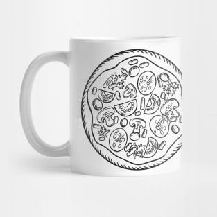 Pen Sketch of Yummy Pizza Mug